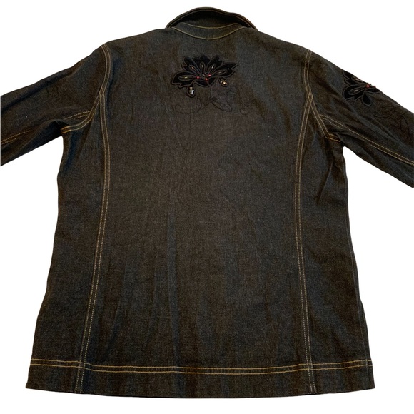 Graff Wear Vintage Embellished Black Denim Jean Jacket Size PXS - Picture 4 of 10